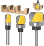 ASNOMY 1/4 Inch Shank Bowl and Tray Router Bit,3Pcs Cove Juice Groove Router Bit Set with Ball Bearing Dish Carving Router Bits Wood Cutter Bowl Pattern Router bit