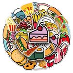 Food Stickers for Kids Boys Girls Adults,50 Pcs Waterproof Vinyl Graffiti Decals for Laptop Water Bottle Skateboard Bike Car Helmet Travel Luggage Guitar Phone Case Scrapbook Party