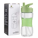 Sivaphe 12oz Sport Water Bottle for Kids with Straw and Handle, 350ml BPA Free Tritan Leak-Proof Clear Bottle for Gym Yoga Running Cycling School (Green)