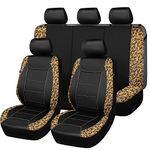 Flying Banner Universal Leather Car Seat Covers Full Set Airbag Compatible Seat Protector (Black and Brown)