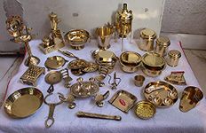 Tirtha Enterprises desi Toys Traditional Pretend Brass Kitchen Set for Kids Miniature Kitchen Set/Bhatukali/Toy Set/Home Decor Without Stand