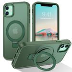 DUEDUE Magnetic Case Compatible with iPhone 11 Phone Case,iPhone 11 Case MagSafe with Ring Holder Stand Drop Shockproof Translucent Matte Bumper Cover Cases for iPhone 11 6.1 inch,Green