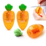 Cute Sharpener, Kawaii Sharpener Small Handheld Pencil Sharpener, Fruits Manual Pencil Cutter Accessory Office Home School Supplies with Eraser Suitable for Kids Adults Students(3Pcs)