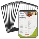 WenYa A4 Menu Covers (10 Pack), 1 Page 2 Views Cafe Style Menu Holders, Black Trim Clear View Wine Menu Cover with Metal Corner Protectors, Fits A4 Size Paper for Restaurants Bars Cafes Homeschool