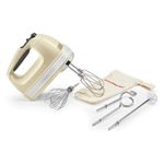 KitchenAid 9-Speed Hand Mixer, 85W Quiet DC Motor with Soft Start, 6 Accessories – Beaters, Whisk, Dough Hooks & Mixing Rod, Swivel Cord, Storage Bag Included, Almond Cream