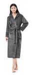 Sunny Flannel Mid-Calf Men/Women's Bathrobe with Pockets. (CA/US, Alpha, Large, X-Large, Regular, Regular, DARKGREY)