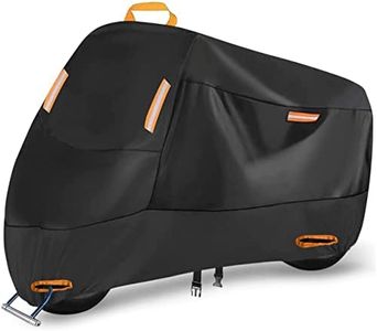Bâche de Protection Moto Imperméable, 300D Oxford Housses de Moto Exterieur Interieur avec 4 Bandes réfléchissantes et 2 Trous de Serrure, Boucles Coupe-Vent et 1 poignée (XXL: 230 x 90 x 125 cm)