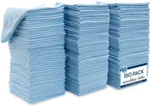 S&T INC. 150 Pack Microfiber Cleaning Cloth, Bulk Microfiber Towel for Home, Reusable Microfiber Towels for Cars, Light Blue, 11.5 in. x 11.5 in., 150 Count