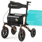 Helavo All Terrain Walker with Puncture-Proof, Flat-Free Solid Rubber Tires - Foldable Outdoor Walker for Seniors with Seat - Best Comfort on All Surfaces