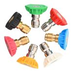 Purezo Stainless Steel Brass Pressure Washer Spray Nozzle Tips - Multiple Degree,Quick Pressure Washer Nozzle, 1/4 Inch, Pack Of 7