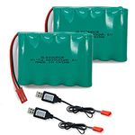 GLESOURCE 2 Pack 6V 1000mAh AA Battery Pack with JST Plug and 2 PCS USB Charger Cable for New Huina 540 Dump 520 RC Bulldozer and 510 Excavator 540 Battery