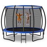 GYMAX Trampoline, 8FT 10FT 12FT ASTM Approved Recreational Trampoline with Enclosure, Ladder & Galvanized Steel Frame, Heavy Duty Anti-Rust Outdoor Trampoline for Kids Youth Adults (Blue, 12FT)