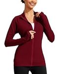 Pinspark Womens Full Zip Running Jacket Thermal Cycling Golf Workout Jackets Cold Weather Outwear Wine Red M