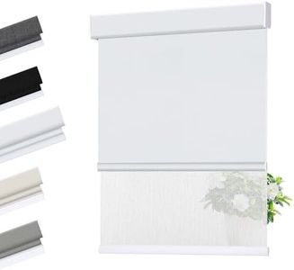 Allesin zen Cordless Dual Roller Shades with Square Cassette, Double Layer Window Shades, Blackout and Light Filtering, Day and Night Blinds for Home Office Door, White and White, 71" W X 72" H