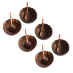 Thenga Artisan Mini Coconut Shell Bowl, 150 ML, Brown | for Serving Sauce, Chutney, Dessert Bowl (Set of 6)