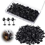 Black Upholstery Tacks, 7/16 Inch Decorative Furniture Tacks Black Thumb Pins Upholstery Nails with Storage Box for Upholstered Furniture Cork Board DIY Project Home Decor 11 x 17 mm(Black,200 Pcs)