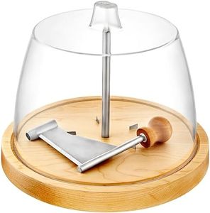 Modern Innovations Cheese Curler, Tete de Moine Cheese Curler, Cheese Shaver for Hard Cheese and Chocolate, Girolle Cheese Shaver, Wood Cheese Curler with Stainless Steel Knife and Acrylic Lid