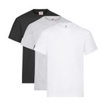 Fruit of the Loom Men's T-Shirt, Pack of 3, White/Grey/Black, L