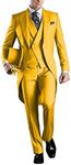 YYI Men's 3 Pieces Tailcoat Suit Set Business Tuxedo for Men Jacket, Vest, Suit Pants Yellow