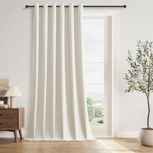 Jowels Cream Linen Blackout Curtains 70 Inch Wide by 108 Inch for Living Room Bedroom Sliding Door Grommet Thermal Insulated 100% Black Out Drapes Room Darkening Window Curtains,1 Panel
