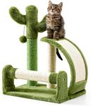 Made4Pets Cat Scratching Post Cute Cactus Cat Scratcher Post 4 in 1 (3 Scratching Post + 1 Scratch Arched Pad) with Natural Sisal Rope 20 inch Tall for Indoor Small/Medium Cats with Toy Ball