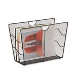 Relaxdays Mesh Newspaper Stand, Metal Newspaper Bin, Freestanding Rack, HWD 27 x 39 x 17 cm, Black