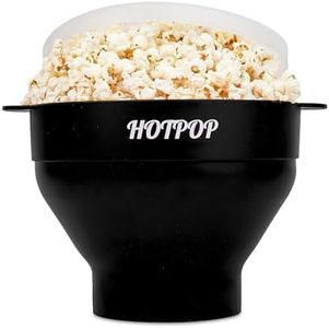 The Original Hotpop Microwave Popcorn Popper, Silicone Popcorn Maker, Collapsible Bowl BPA-Free and Dishwasher Safe- 20 Colors Available (Black)
