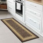 Ottomanson Ottohome Collection Contemporary Bordered Design Rubberback Runner Rug, 57 cm x 210 cm, Brown