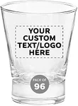 Custom Logo Whiskey Glasses 12 oz. Set of 96, Personalized Bulk Pack - Perfect for Scotch, Bourbon, Whiskey, Cocktail- Clear