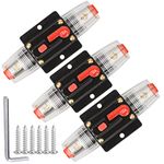 Hamolar 3 Pack 150A Audio Circuit Breaker Auto Car Stereo Inline Resettable Fuse Holder, Manual Reset 12V-48V DC for Automotive Marine Boat Audio System Protection