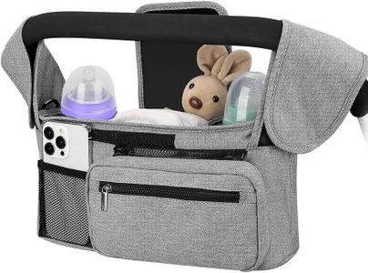 Abizarch Pram Caddy Baby Stroller Organizer with 2 Cup Holder Waterproof Oxford Stroller Caddy Organizer with Detachable Phone Pocket Adjustable Shoulder Strap for Stroller Travel