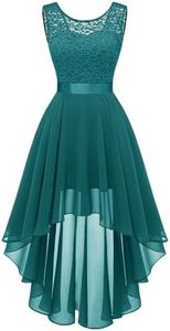 BeryLove Vokuhila, Abito da Cocktail da Donna, Elegante, per Matrimoni, Feste, Senza Maniche, per Damigella d'Onore BLP7035 Peacock Green M