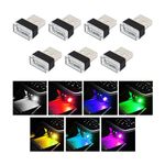 Augeny 7 PCS USB LED Car Interior Atmosphere Lamp, Plug-in USB Decor Night Light, Portable Auto Ambient Lighting Kit, Universal Vehicle Interior Accessories for Most Cars (Multi-Color)