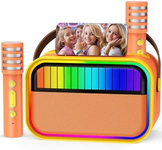 Ankuka Karaoke Machine for Kids Adults, Kids Toys for 3-12 Years Old Girls Birthday Presents, Portable Bluetooth Karaoke Speaker with 2 Microphones Girls Gifts for Girls Party Christmas Xmas (Orange)