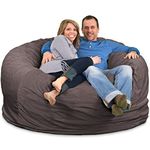 Ultimate Sack 6000 6-Foot Bean Bag Chair, Grey Suede Cover – Oversized Foam Lounger, Floor Seat, Small Sofa, or Couch Bed for Living Area, Gaming Room, or Reading Lounge