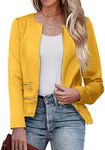 Zeagoo Womens Blazer Cropped Open Front Zipper Dress Jacket O Neck Casual Office Suit Jacket