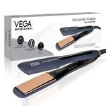 VEGA PROFESSIONAL Pro-Shine Titanium Hair Straightener with 38mm Wide Rose Gold Titanium Floating Plates for Salon, Blue, (VPPHS-14)
