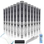 Champkey MCS Hybrid Golf Grips 13 Pack with All Repair Kits | All Weather Control and High Feedback Golf Club Grips(Midsize，Gray)