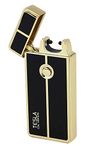 Tesla Coil Lighters USB Rechargeable Windproof Arc Cigarette Lighter with Charging Cable And Carrying Pouch Black/Gold