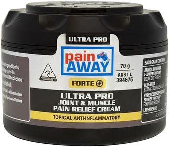 Pain Away Forte+ Ultra Pro Joint and Muscle Pain Relief Cream 70g. Relief for symptoms of mild arthritis, mild joint and muscle pain and soreness with the power of Arnica, Boswellia, Hypericum, Melaleuca, Eucalyptus, Camphor, Cajuput, Aloe Vera. Australia's No. 1 Topical Anti-inflammatory Brand With Arnica. Non-Greasy, Fast Absorbing
