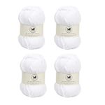 NESTNHAVEN, Wool, Plush & Cuddly, Chenille Yarn Supersoft Hand Knitting Wool Ball, 4 Ball, 400 Grams (1 Ball/100 Gram Each) Ball Suitable for Craft, Babywear, Baby Blankets, 5 Bulky, (White)