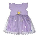 Bold N Elegant Silver Sequin Embroidered Crown Princess Text Print Party Tutu Dress Frock for Infant Toddler Baby Girls (Purple, 4-5 Years)