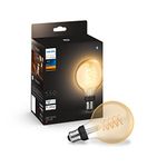 Philips Hue White Filament Retro E27 G93 Globe Works With Alexa Smart Light