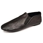 Jazz Shoes Slip on Jazz Dance Shoes Split Sole Rubber Heel Made with Soft Leather and Neoprenen Eye Style Black (Size 4 UK, Black)