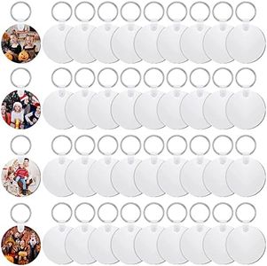 Haskoss 36 Pieces Sublimation Blank Keychains Kits with Heat Transfer Keychain MDF Blank Keychain Blank DIY Keychain (Round)