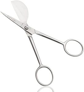 ONTAKI Applique Scissors 4.5" With Duckbill Edge Shaped Paddle For Art, Crafting, Fabric, Thread, Needlework and Embroidery - Versatile Miniature Scissors For Sewing Kit (Silver 4.5”)