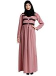 BT - Being Traditional Women’s Long Nida Maxi Dress with Lace Work, Shirt Collar, Long Sleeves and Side Pocket (BT-DMAX-002) (Medium, Baby Pink)