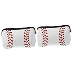 minkissy 2pcs Baseball Cosmetic Bag Travel Cosmetics Bag Mom Bag Travel Organizer Bags Baseball Bag with Wheels Softball Makeup Girls Softball Bag Wash Bag Oxford Cloth Storage Bag Cartoon