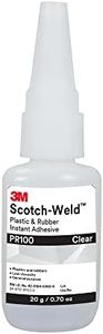 3M Scotch-Weld Plastic & Rubber Instant Adhesive PR100, Clear, Low Viscosity, Fast Handling Time and Cure, 20 g (0.07 fl oz) Bottle