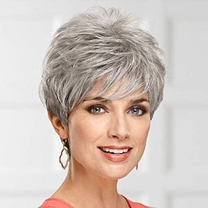 Paula Young Lauren WhisperLite Wig Short, Spirited Pixie Wig with Richly Texturized, Piecey Layers and Wispy, Side-Swept Bangs/Multi-tonal Shades of Blonde, Silver, Brown, and Red
